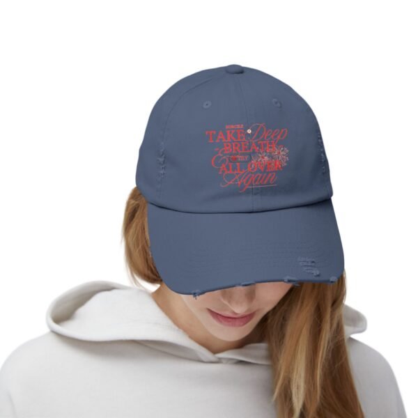 Unisex Distressed Cap with Inspirational Quote, Relaxed Fit Hat, Everyday Casual Wear, Gift for Friends, Trendy Outdoor Accessory - Image 20
