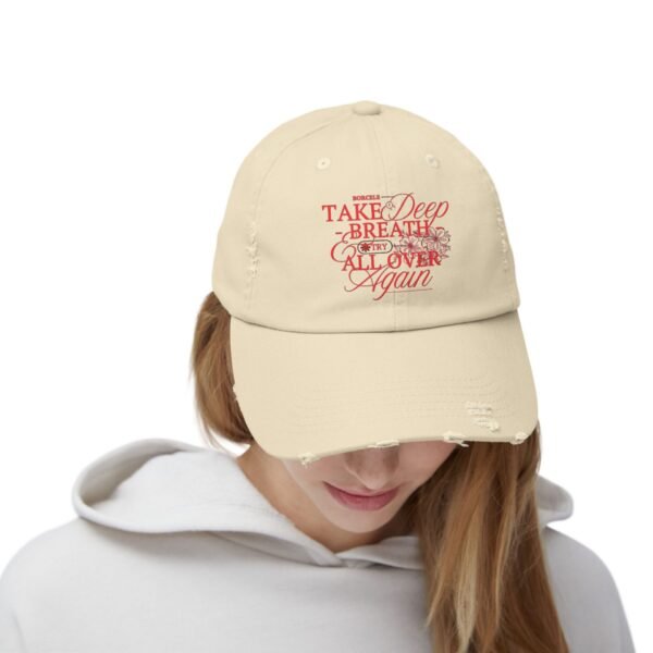 Unisex Distressed Cap with Inspirational Quote, Relaxed Fit Hat, Everyday Casual Wear, Gift for Friends, Trendy Outdoor Accessory - Image 8