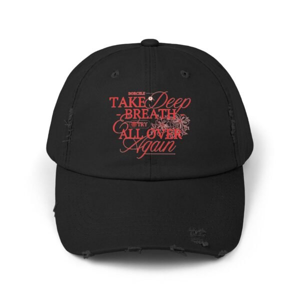 Unisex Distressed Cap with Inspirational Quote, Relaxed Fit Hat, Everyday Casual Wear, Gift for Friends, Trendy Outdoor Accessory