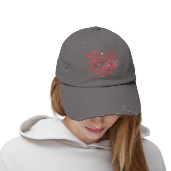 Unisex Distressed Cap with Inspirational Quote, Relaxed Fit Hat, Everyday Casual Wear, Gift for Friends, Trendy Outdoor Accessory - Image 24